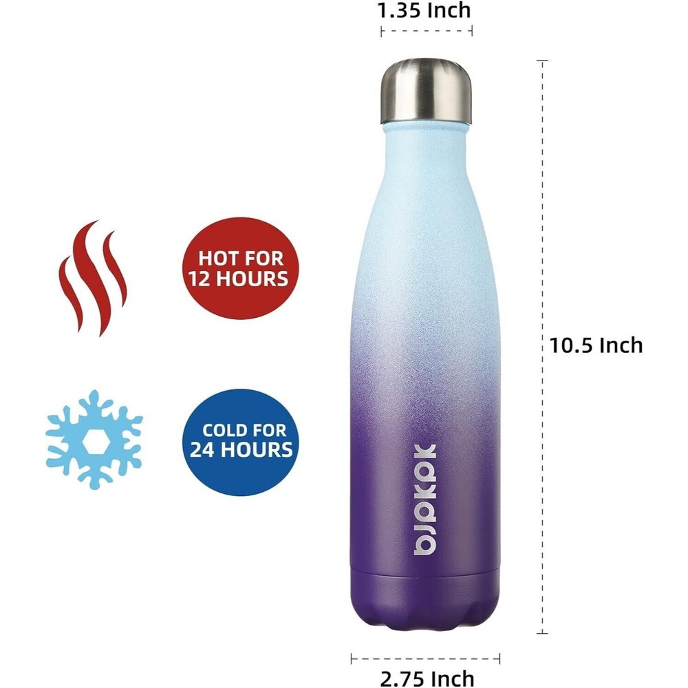BJPKPK Insulated Water Bottle -17Oz/500Ml -Stainless Steel - OCEAN DREAM - NEW